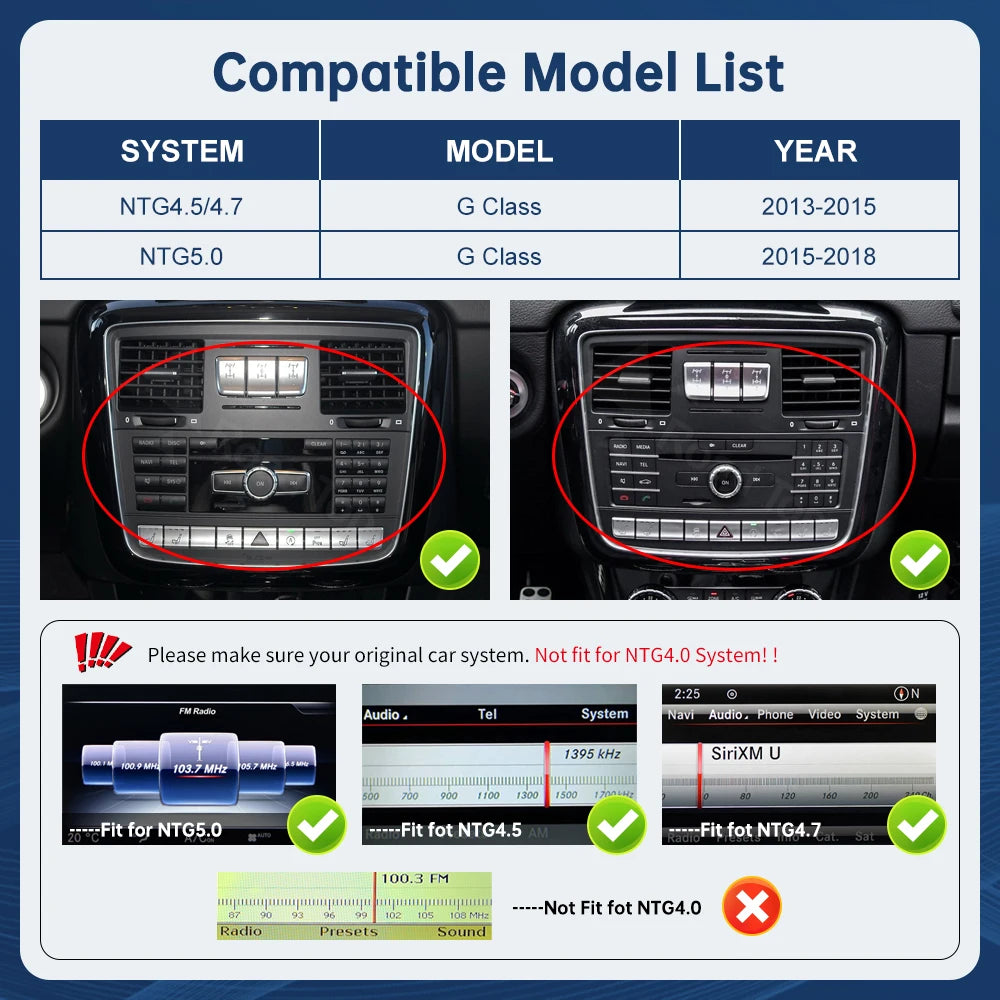 12.3 Road Top Multimedia Display For Benz G Class 2013-2018 NTG4.5 5.0 Touch Screen Wirele | AUTOKITSHOP