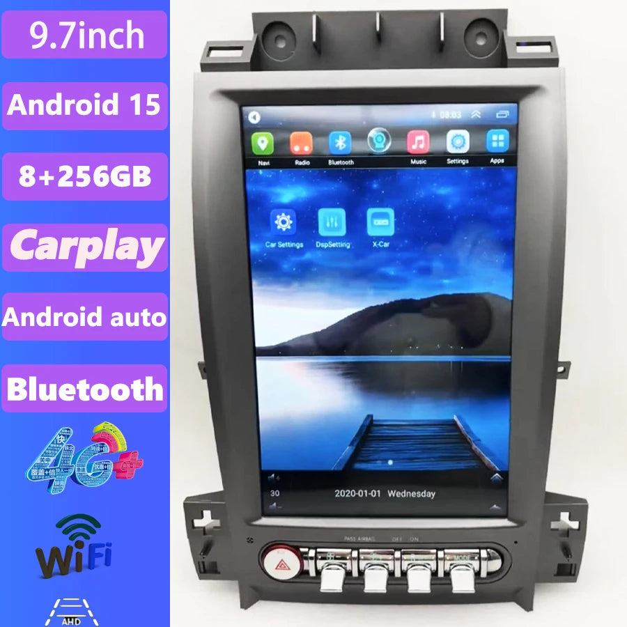 12.8'' vertical Screen Android 15 For Ford Taurus 2010-2019 Car Radio GPS Carplay Head Uni
