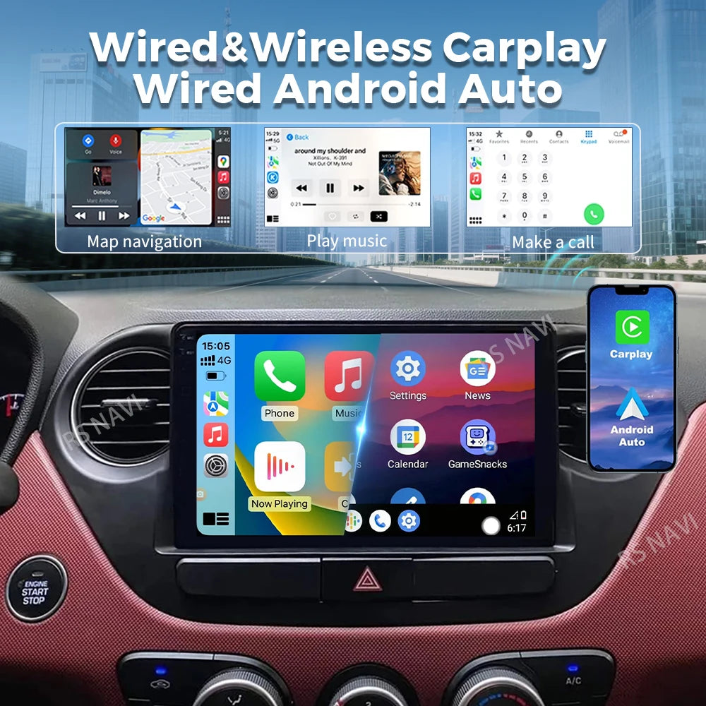 Qualcomm Android 16 For Hyundai i10 2 2013 - 2018 LHD 2K QLED Car Radio Multimedia Video P