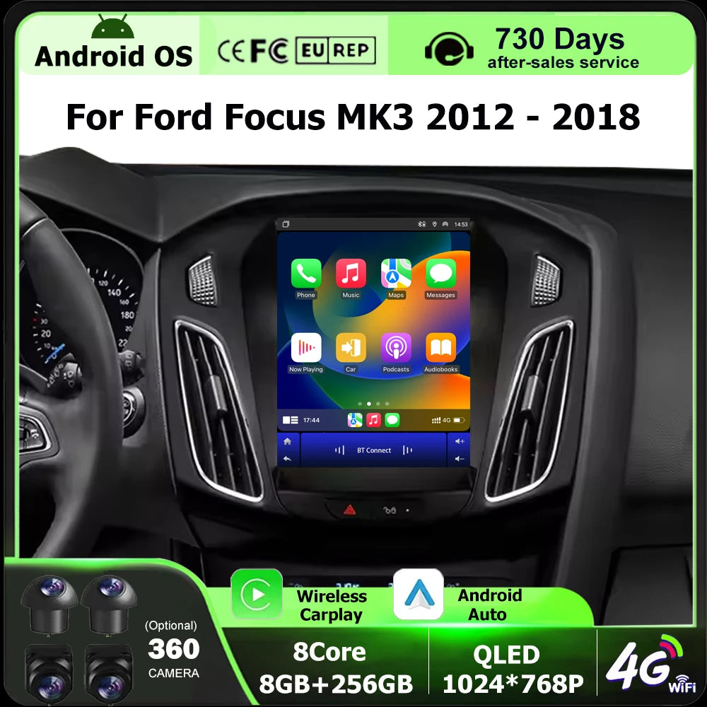 Wireless Carplay For Ford Focus MK3 2012-2018 Android 16 Auto Car Radio Multimedia Player