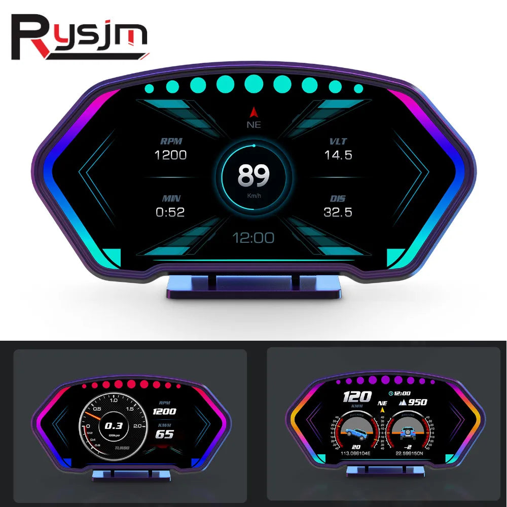 36 Functions P3 HUD OBD+GPS Dual System Car Head Up Display GPS Speedometer Tachometer Slope Met - Automotive LED Light