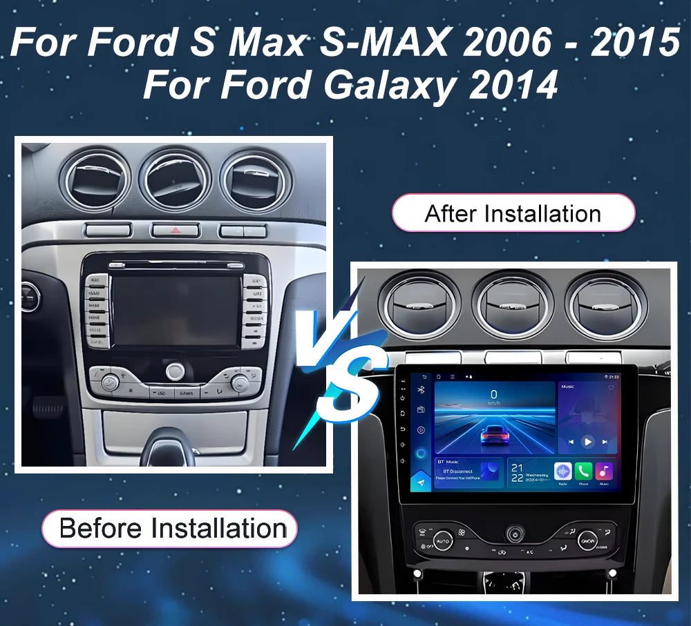 Car Radio Carplay Android 16 For Ford S Max S-MAX 2006-2015 For Ford Galaxy 2014 Matte Bla