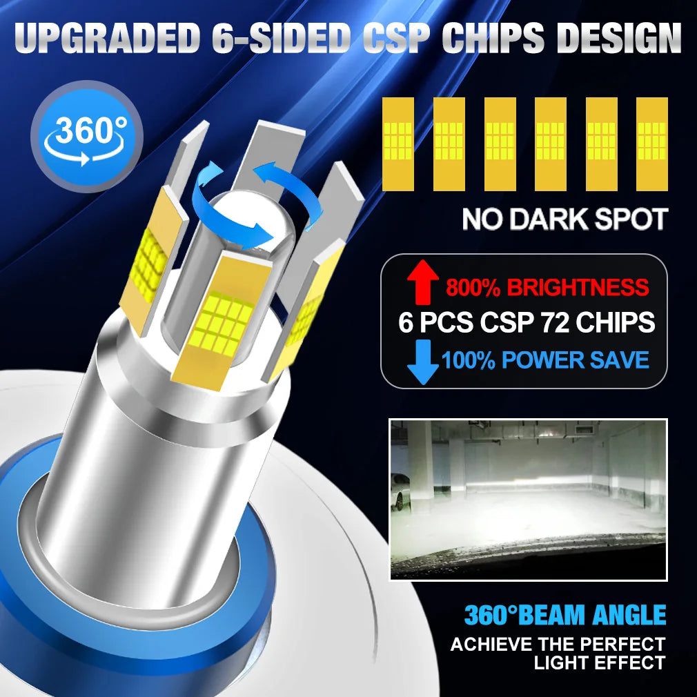 XSTORM H7 LED Light Bulbs H1 H8 H11 LED Headlight Canbus HB3 9005 HB4 9006 360° Car Headli