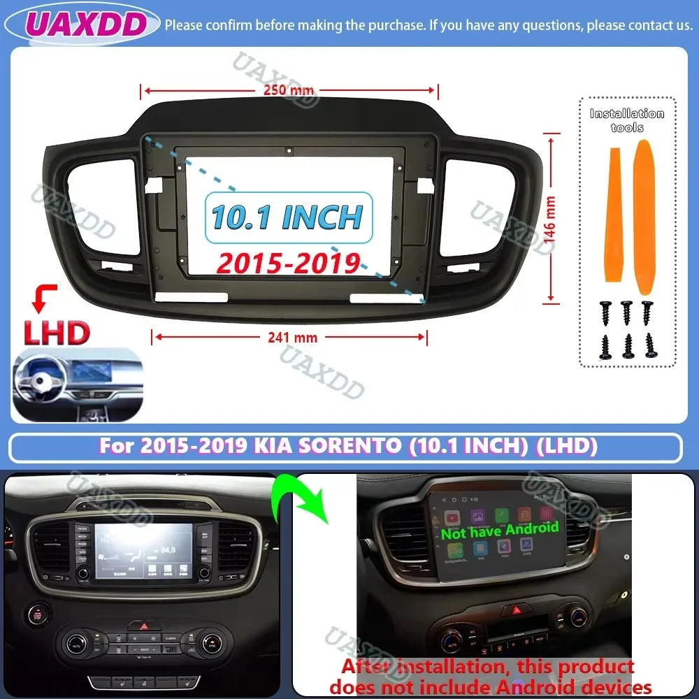 For 2015-2021 KIA SORENTO 10.1INCH 2 Din Car stereo radio Android frame panel fascia cable