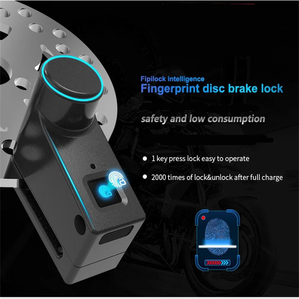 Smart Fingerprint Disc Brake Lock Anti-theft Bluetooth Electric Lock Waterproof for Motorb