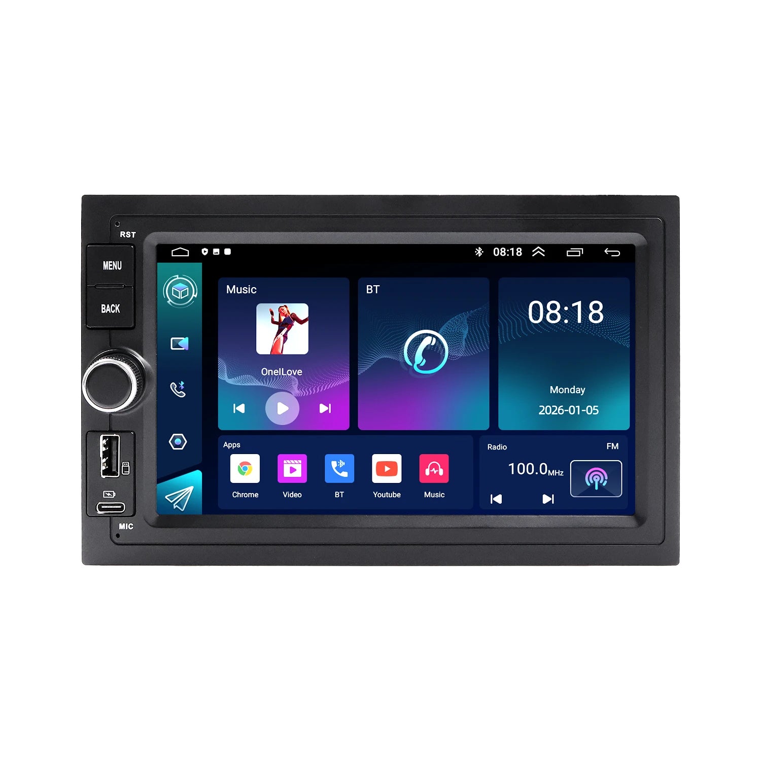 7" Android Car Radio Type-C for Volkswagen 1996-2010 Left Middle Knob CarPlay Android Auto GPS Nav Bluetooth Steering Co