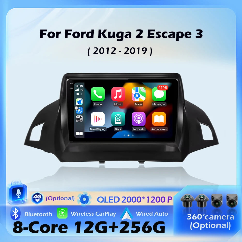 Android 16 For Ford C-MAX Kuga 2 Escape 3 2012 - 2019 Car Radio Multimedia Video Player Na
