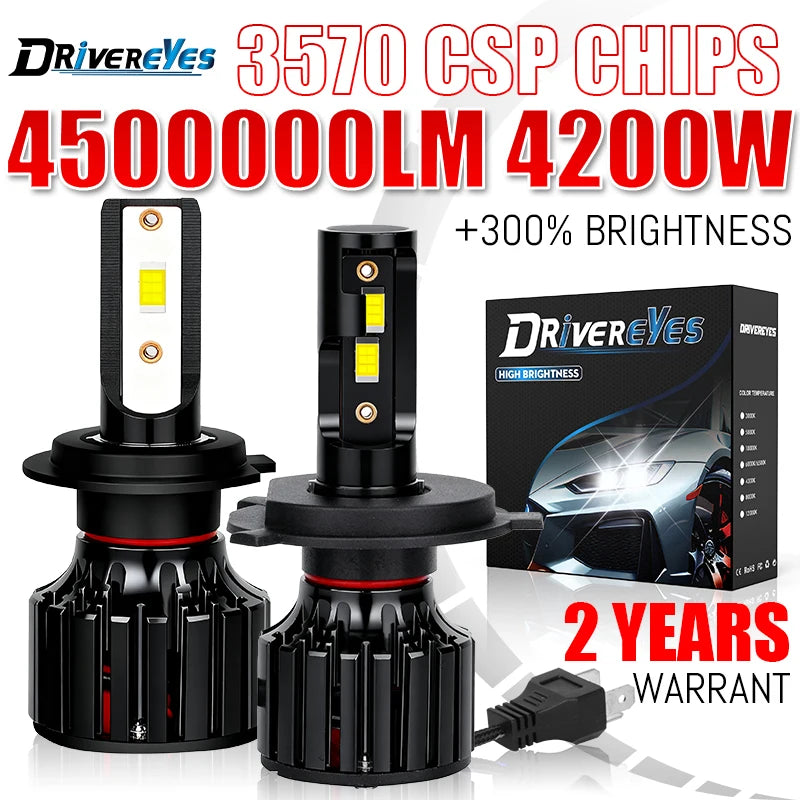 Super Bright H4 H7 LED Headlights Canbus 4200W H11 H8 H9 9005 HB3 9006 HB4 9012 HIR2 45000