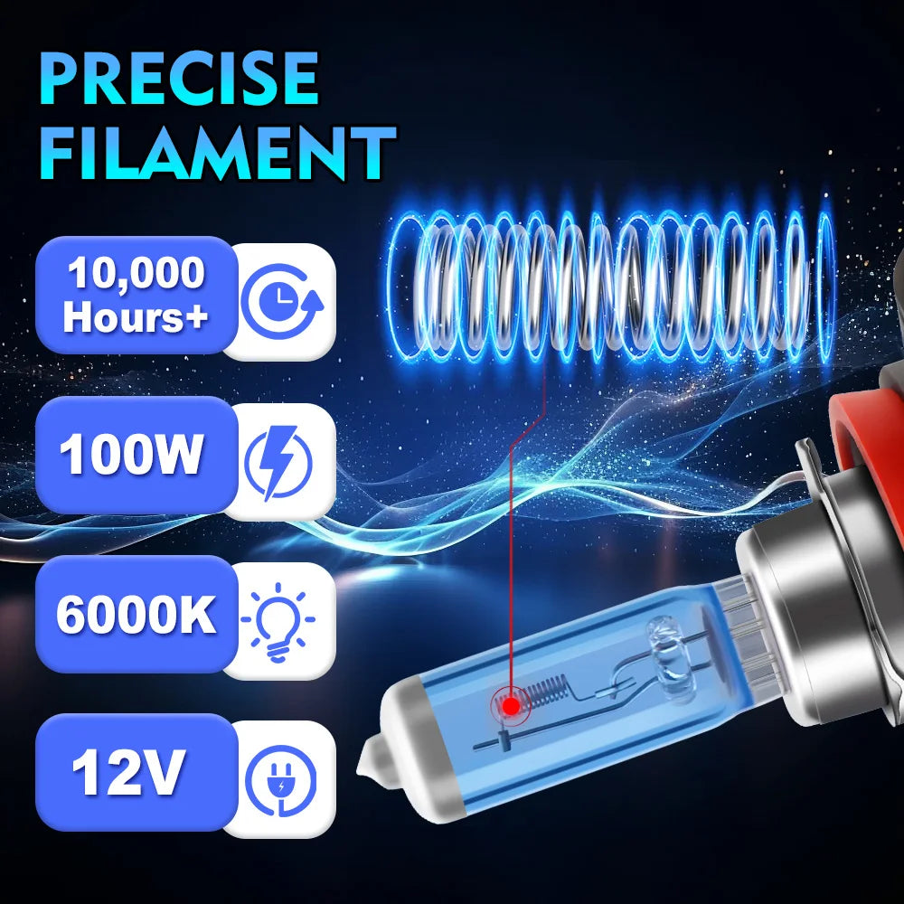 H11 Super Bright Halogen Lights Bulbs 100W Motorcycle Headlight 6000K For Honda CB600F (PC