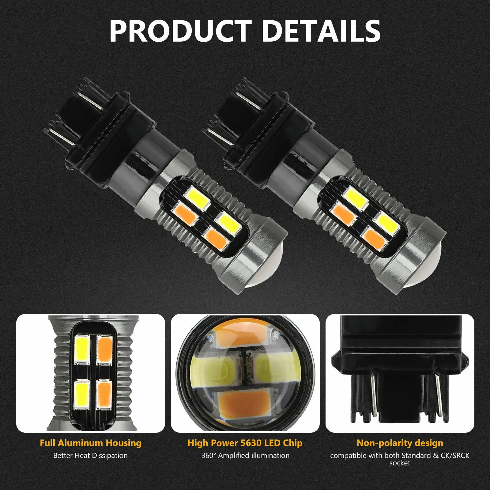 3157 3156 Switchback Car LED Turn Signal Light Bulbs DRL 4157na 3457a White Amber Auto Dri
