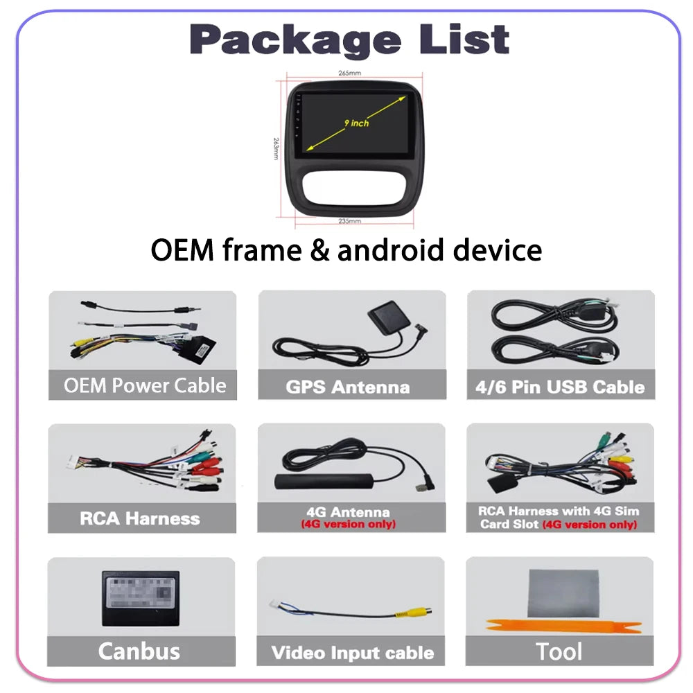 Carplay Car Radio For Renault Trafic 3 2014 - 2021 For Opel Vivaro B 2014 - 2018 Android A