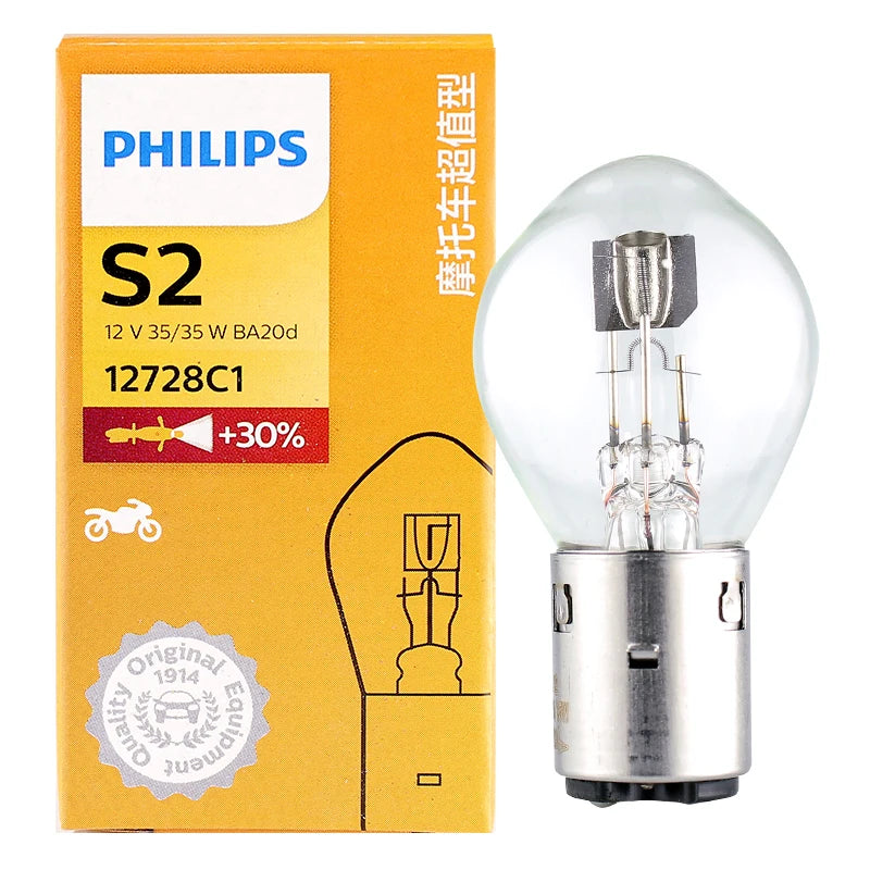 Philips Vision S2 12V 35/35W BA20d +30% Bright Motor Original Light Motorcycle Halogen Lam