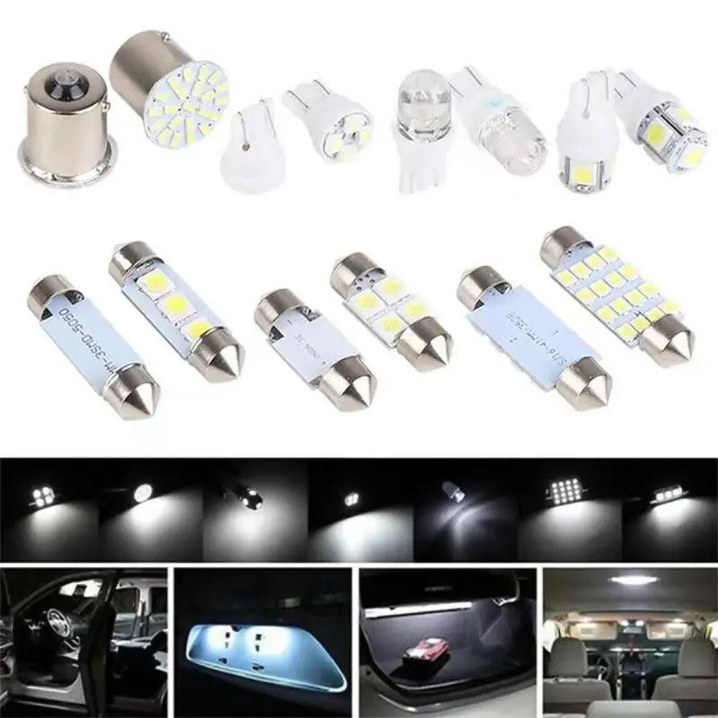 14-Piece LED Interior Light Kit for W5W T10 - Canbus Error-Free Interior Bulbs