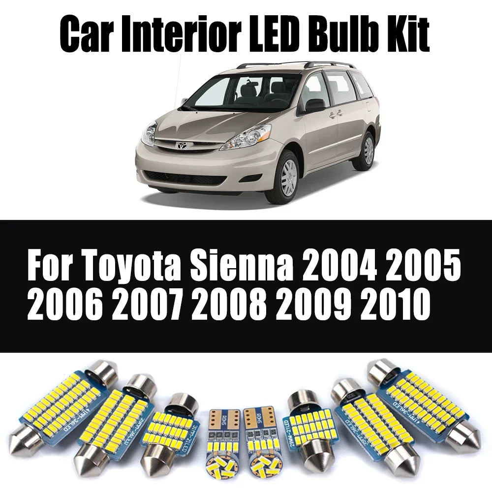 11-Piece LED Interior Light Kit for Toyota Sienna 2004 - 2006 - Canbus Dome Map Door Trunk Bulbs | AUTOKITSHOP