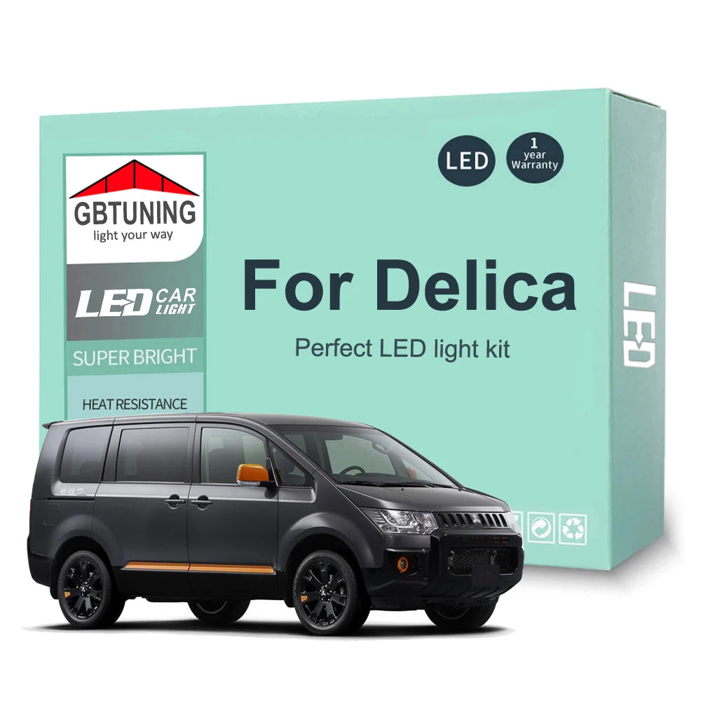 12-Piece LED Interior Light Kit for Mitsubishi Delica D5 D:5 CV5W CV2W 2007-2015 - Canbus Dome Map Door Trunk Bulbs |...