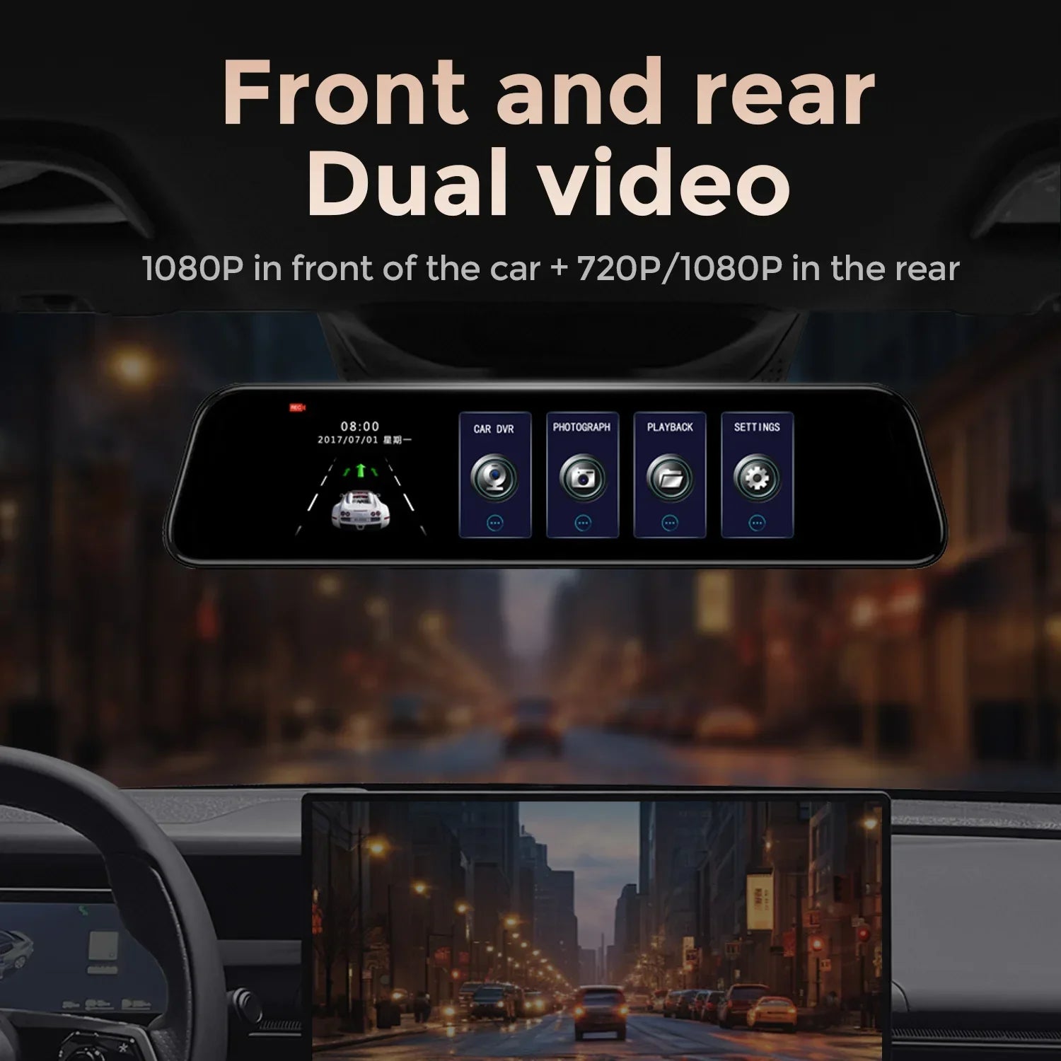 10'' /12 Inch Streaming Recorder Front and Rear Dual Recording Rearview Mirror Reversing V | AUTOKITSHOP