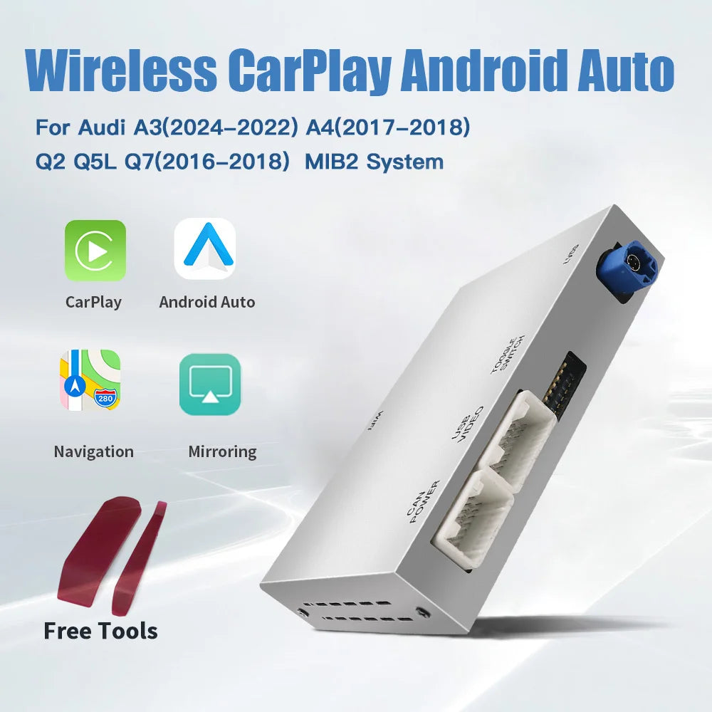 AUTOABC Wireless CarPlay Android Auto Interface for Audi A3 A4 A5 Q2 Q7 Q5L 8V with Mirror