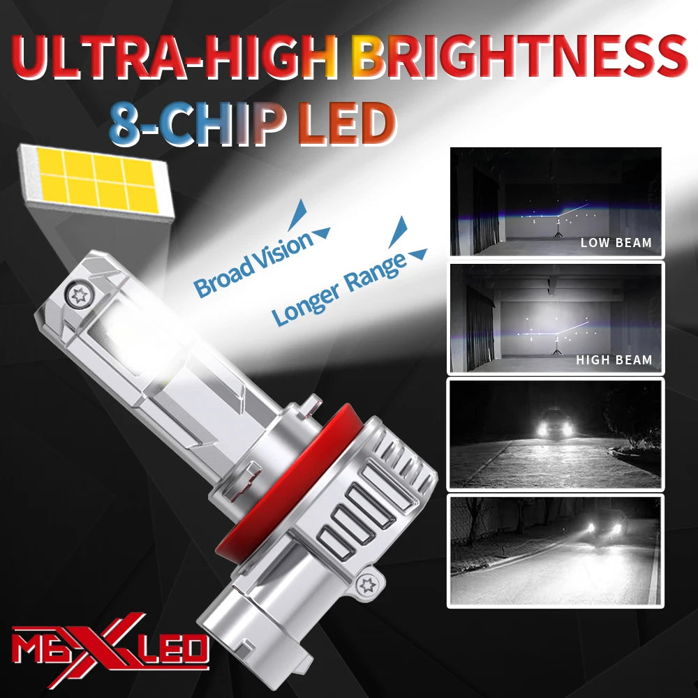 2x H11 H8 Led Fog Lights Canbus H16 H9 Car Headlight Bulb 6000K White Diode Driving Runnin