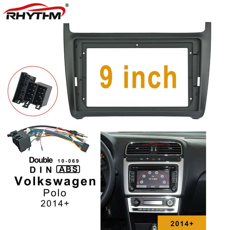 9 inch 2din car Fascia For Volkswagen Polo 2014-2019 Stereo Panel Dash Trim kit Installati | AUTOKITSHOP