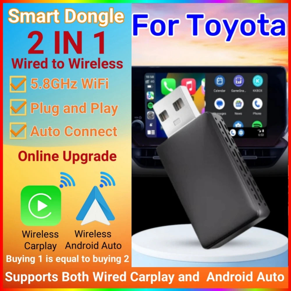 2in1 Wireless Android Auto Adapter Carplay Wireless Smart Mini Box For Toyota RAV4 Camry C | AUTOKITSHOP