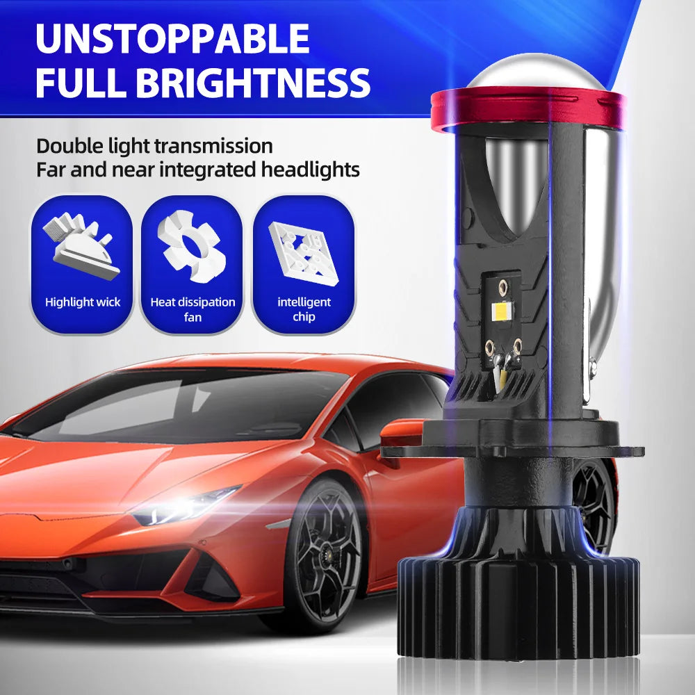 30000LM H4 Projector Lens 300W CSP Chips LED Headlight Bulbs 6000K White External Drive Fr