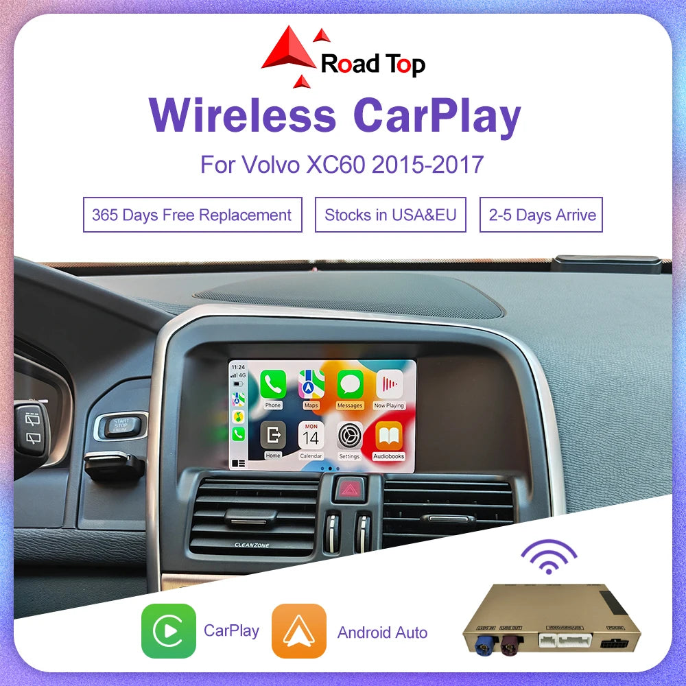 Wireless CarPlay for Volvo V60 XC60 2015-2017 7" LCD Screen Android Auto Mirror Link AirPl | AUTOKITSHOP