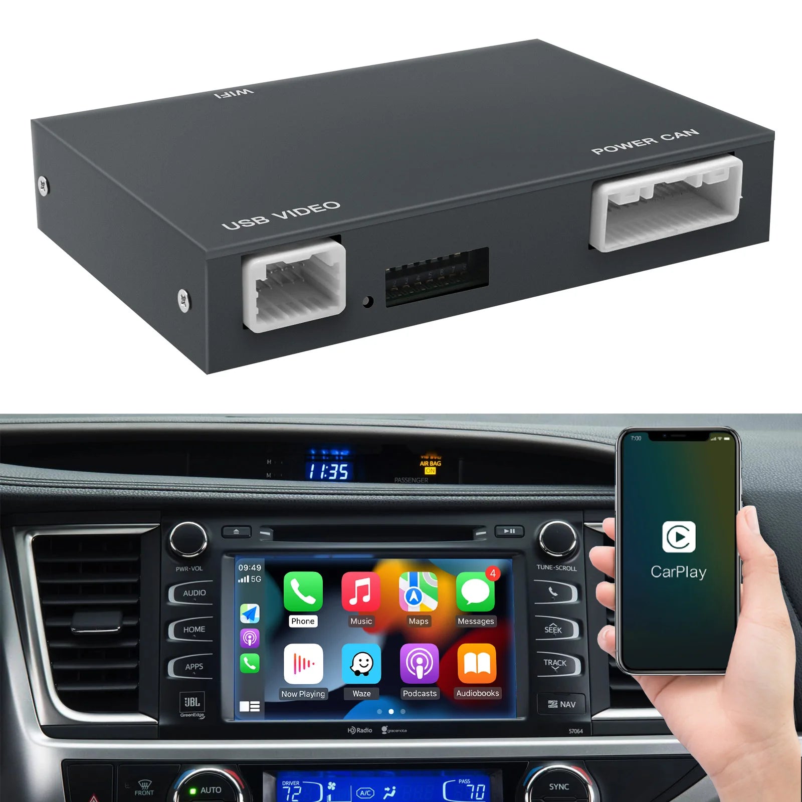 AUTOABC Wireless Carplay Android Auto For Toyota Yaris With Multimedia Accessory Mirror Li