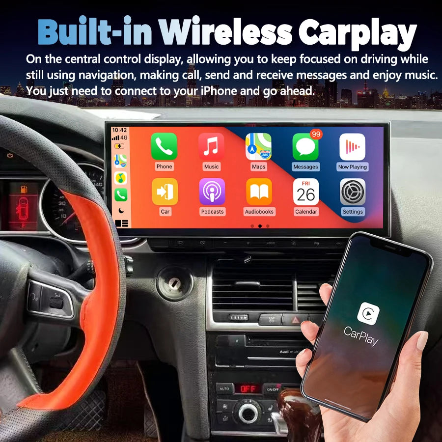 Navi QLED Screen For Audi A6 S6 RS6 Q7 SQ7 2005-2015 CarPlay Navi Navirider Android 15 New