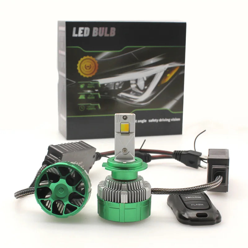 3 Color K14F 150W High Power LED Car Headlight Kit Compatible with H1 H4 H7 H11 HB3 Fog Li