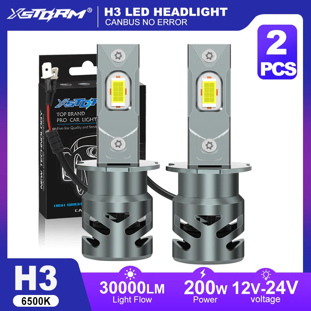 XSTORM 30000LM 200W H7 LED Headlight H11 H1 H3 Light Bulbs for Car H4 LED Canbus With Fan Turbo Lights 6500K Headlamp 12V-24V