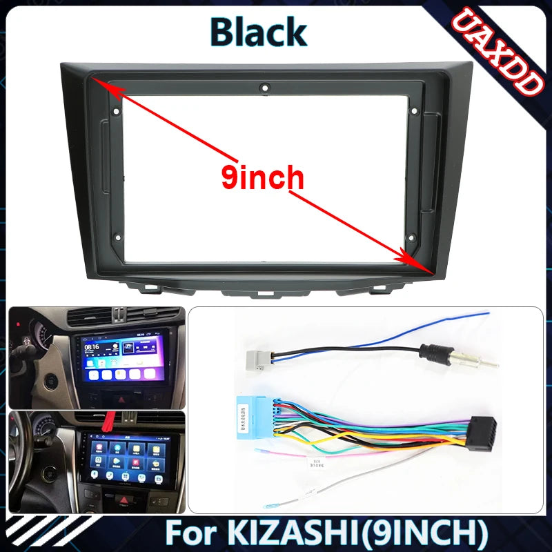 Car Radio Fascia Frame For SUZUKI KIZASHI 9 inch Stereo Panel Wire Harness Power Cable Ada
