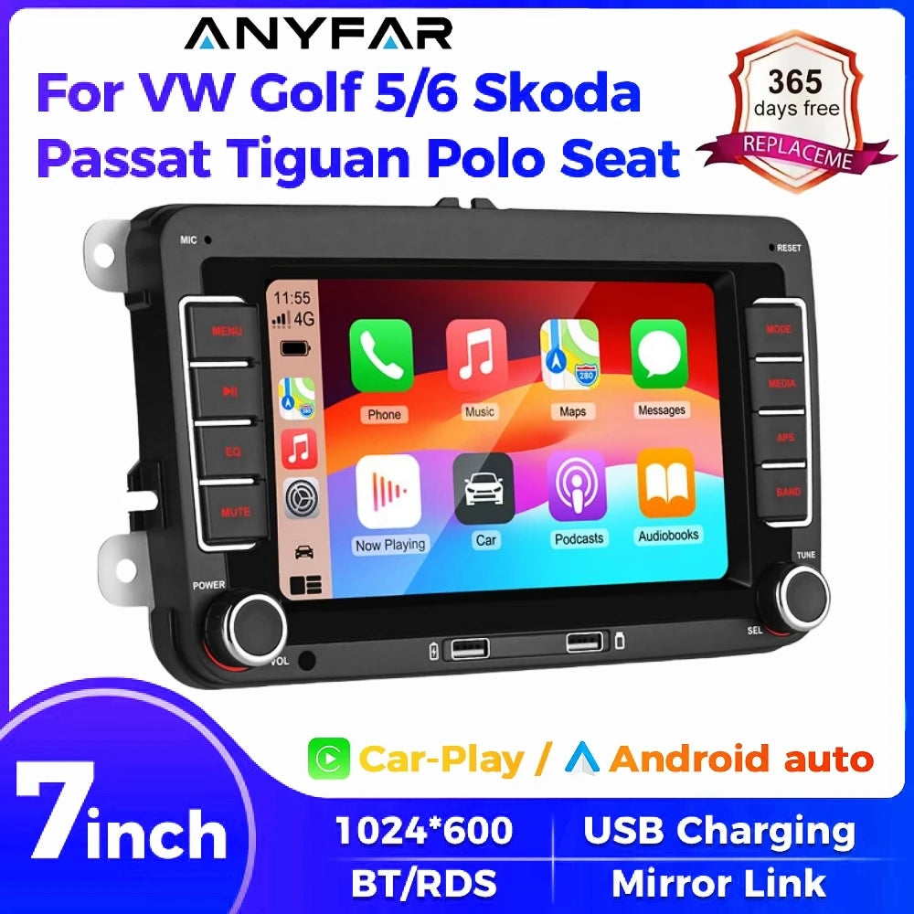 7" 2 Din HD Car Media Video RDS Airplay Car Radio CarPlay Android Auto Stereo Audio For Vo | AUTOKITSHOP