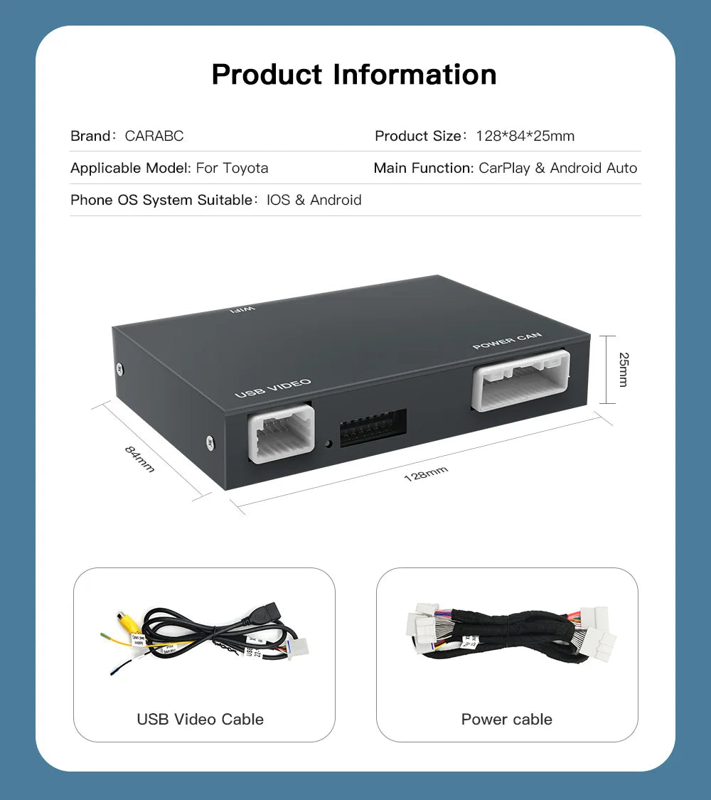 CARABC Wireless Carplay Android Auto For TOYOTA Touch 2 Entune 2.0 Highlander Tundra Sienn