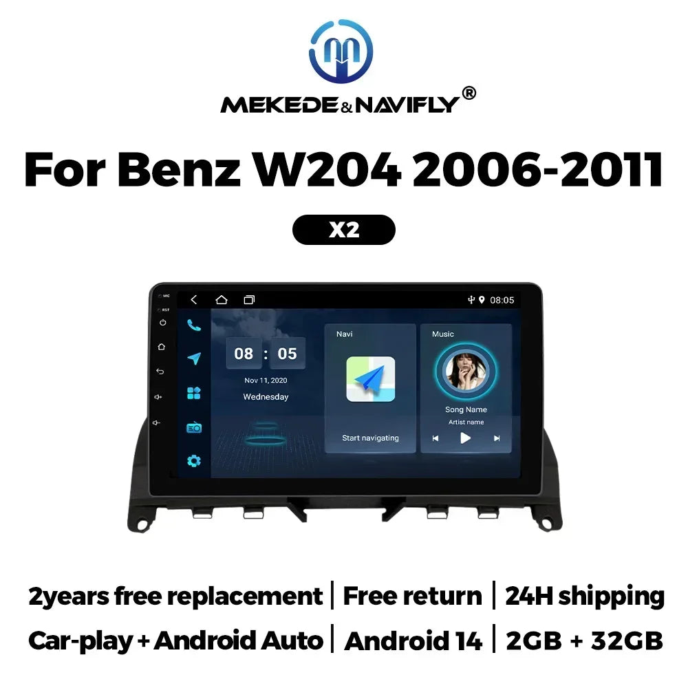 9'' Car 2DIN Radio Stereo for Mercedes Benz C Class3 W204 S204 2006-2011 Wireless Carplay  | AUTOKITSHOP