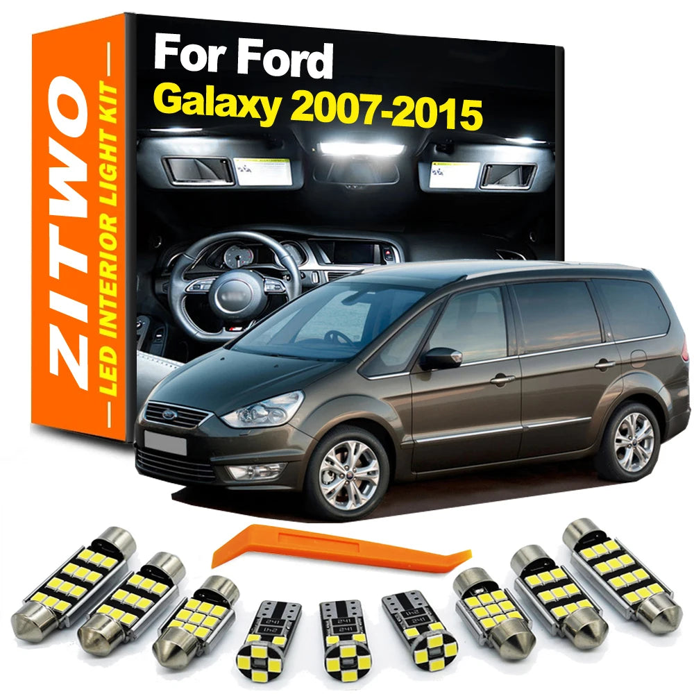 ZITWO 16Pcs Car LED Bulb For Ford Galaxy 2 MK2 2007- 2011 2012 2013 2014 2015 LED Interior Reading Dome Trunk Sunvisor Light Kit