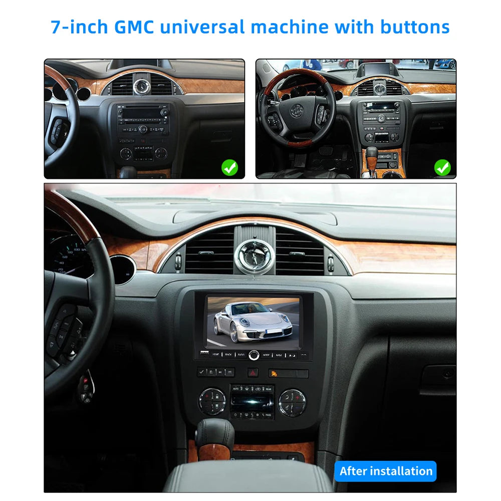 7" Car Radio GPS For GMC 2008-2012 Wireless CarPlay Android Auto Bluetooth Steering Control - 2GB 64GB