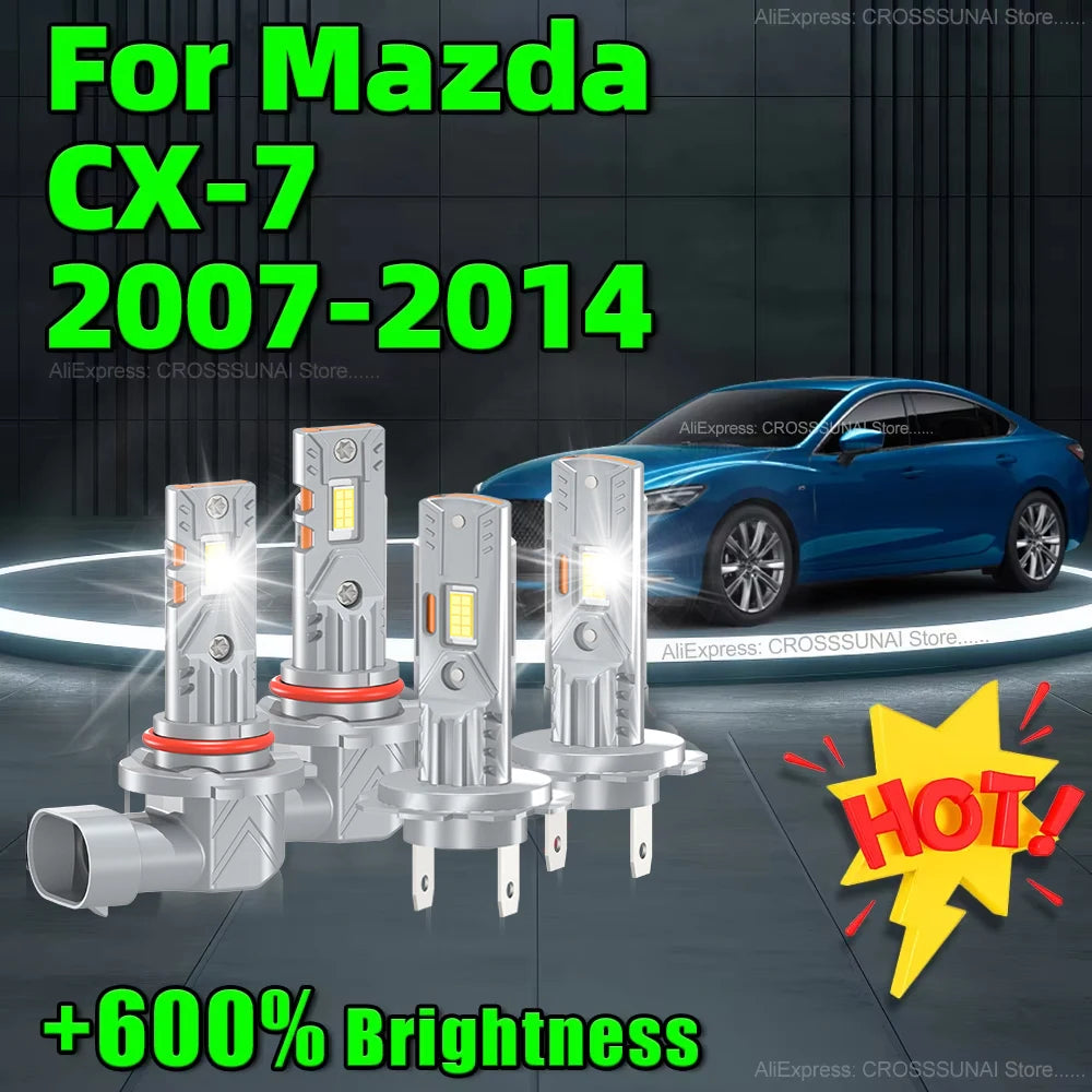 2/4Pcs Led Bulb HB3 H7 Car Headlight 60000LM Light 6000K For Mazda CX-7 CX7 2007 2008 2009