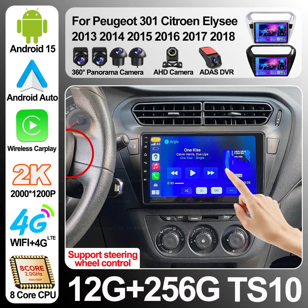 Android 16 For Peugeot 301 Citroen Elysee 2013 2014 2015 2016 2017 2018 Car Radio Multimed | AUTOKITSHOP