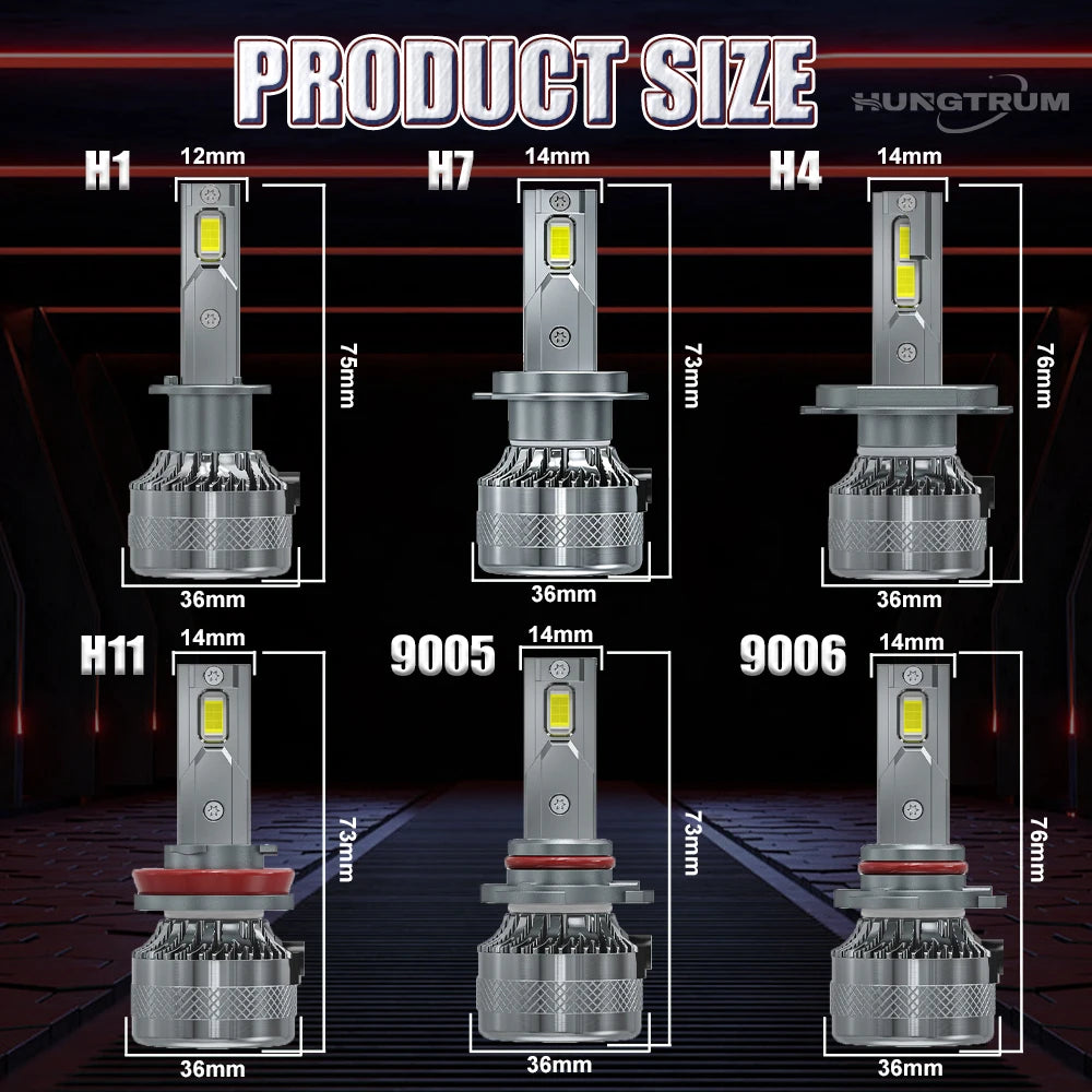 H7 H4 Bulb High Power H1 H11 9005 HB3 9006 HB4 Auto LED Canbus Headlight Turbo Ultra Puiss