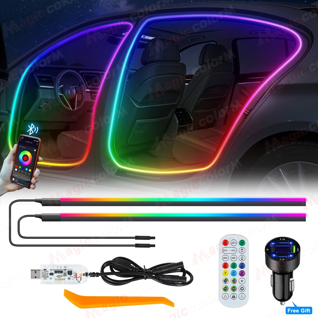 RGB - Ambient Light - App Control - Car Interior Lighting | AUTOKITSHOP