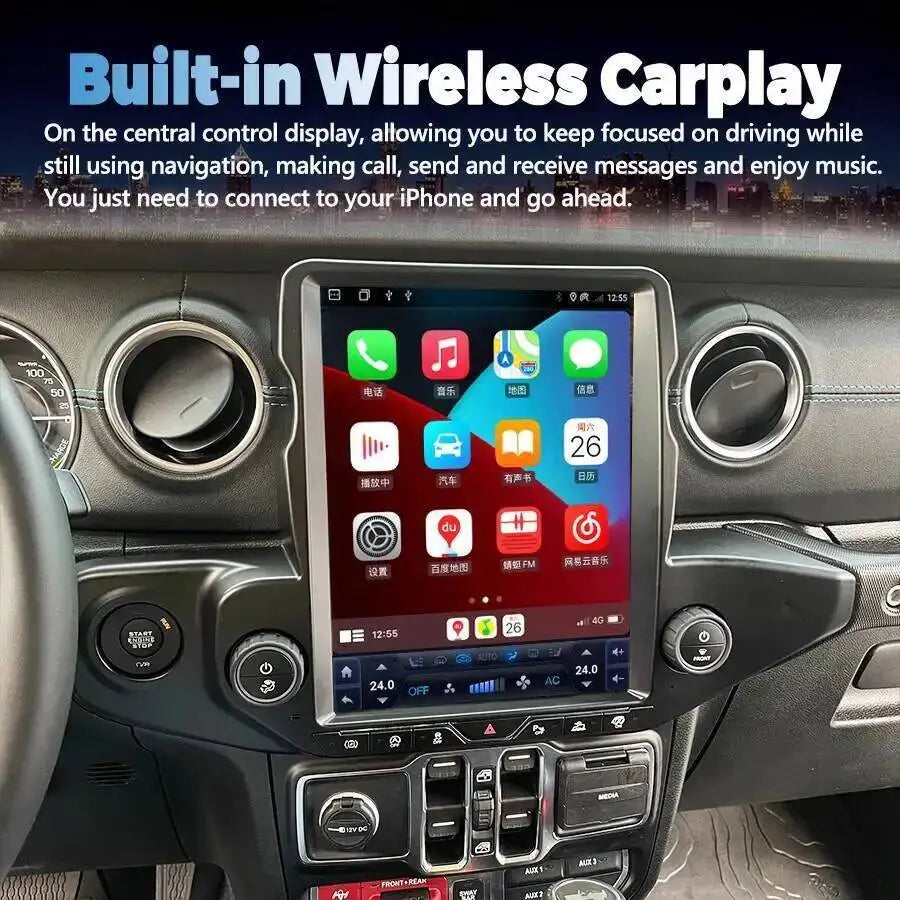 12.1" For Jeep Wrangler 2020-2022 Vertical Android 13 Screen Radio 2din GPS Carplay Car Mu | AUTOKITSHOP