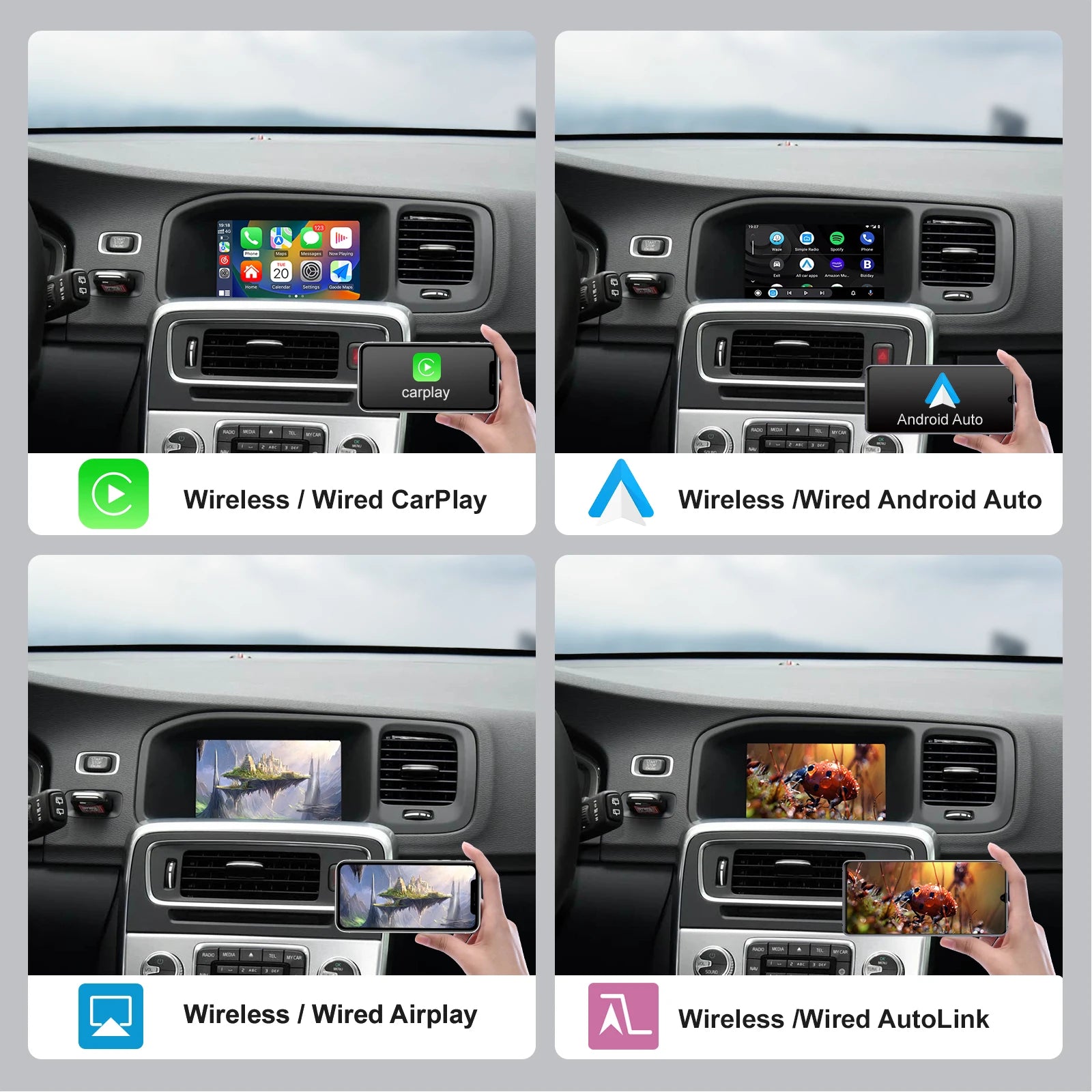 For Volvo XC60 S60 V60 V40 with 7 inch screen Wireless Carplay Android Auto Module Retrofi | AUTOKITSHOP