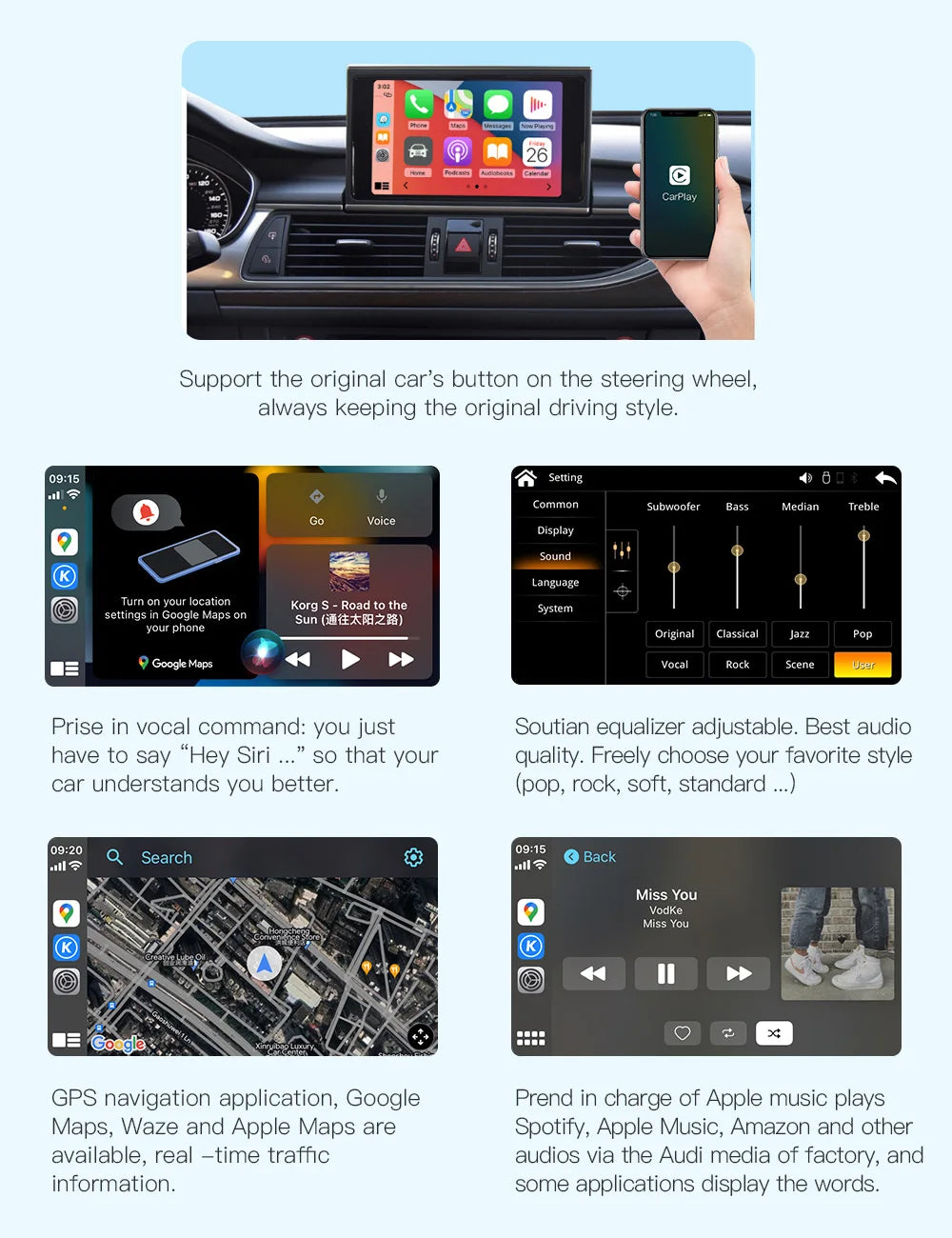 Wireless Carplay Android Auto for Audi A6 S6 A7 C7 RMC with Interface Mirror Link AirPlay  | AUTOKITSHOP
