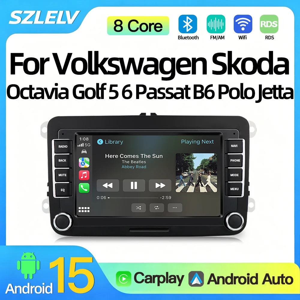 SZLELV Android Car Radio GPS For VW Volkswagen Skoda Octavia Golf 5 6 Amarok Caddy EOS Pol