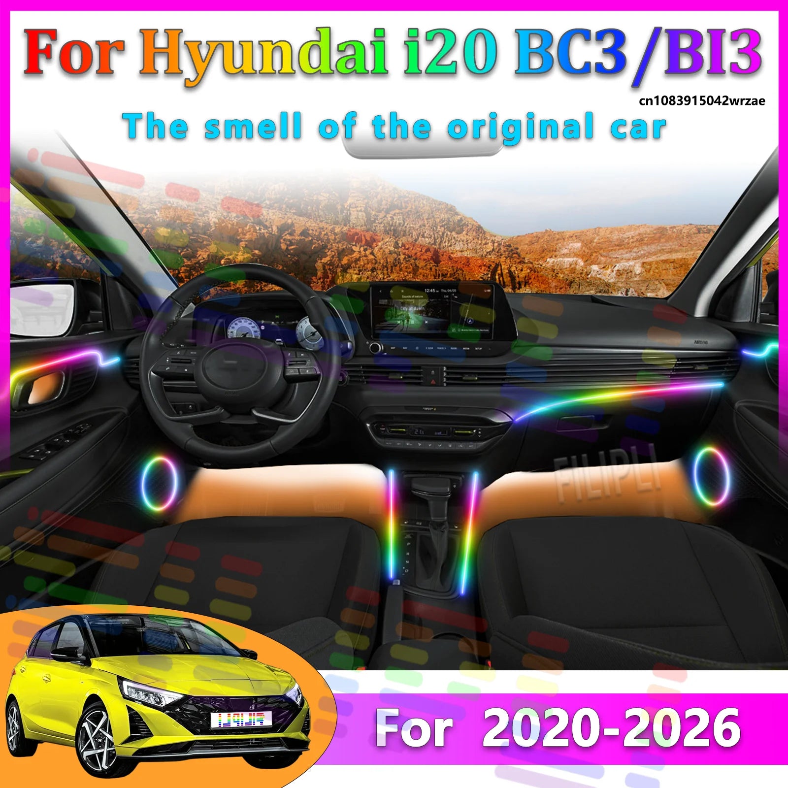 64 RGB - Neon Strip - for Hyundai BC3 BI3 - App Control - Car Interior Lighting | AUTOKITSHOP
