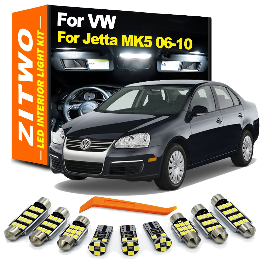 ZITWO 14Pcs For VW Volkswagen Jetta MK5 5 V 2006 2007 2008 2009 2010 Canbus LED Bulb Interior Light Trunk Sun Visor Lamp Kit