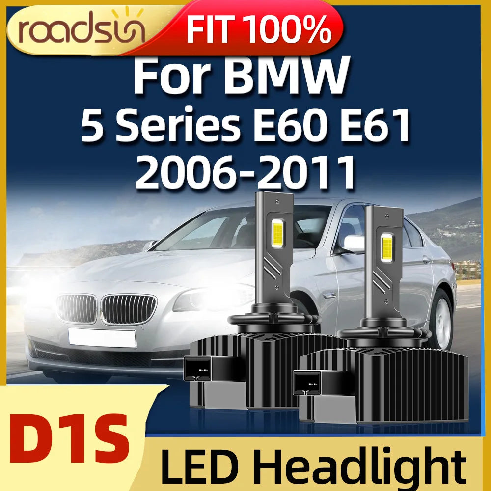 Roadsun 110W D1S LED Car Headlights HID Bulb 30000LM Turbo Lamp 6000K For BMW 5 Series E60