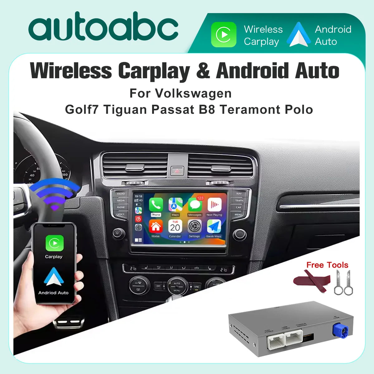 Wireless Carplay Android Auto car module for Volkswagen Skoda Octavia Golf 7 Polo Passat 8
