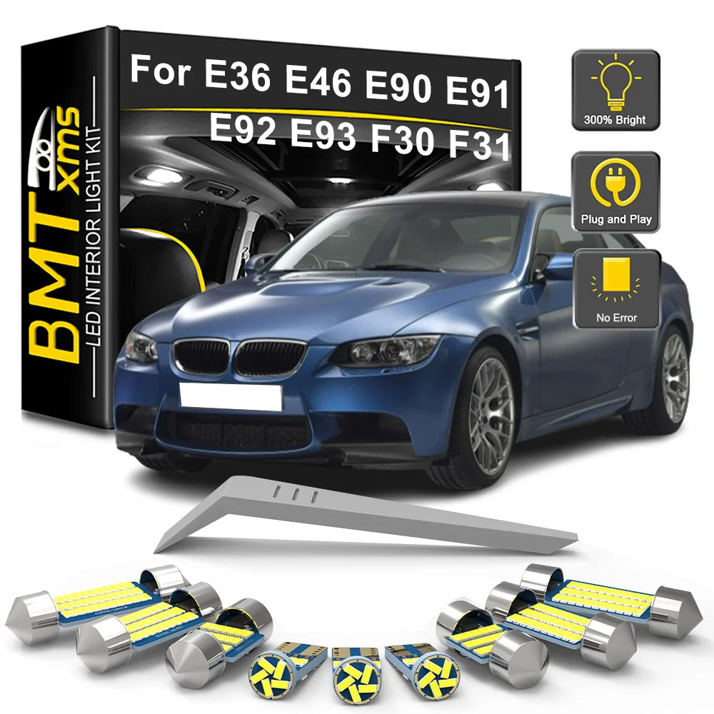 LED Interior Light Kit for BMW 3 Series E36 E46 E90 E91 E92 E93 F30 F31 1992-2018 - Canbus Dome Map Door Trunk Bulbs ...