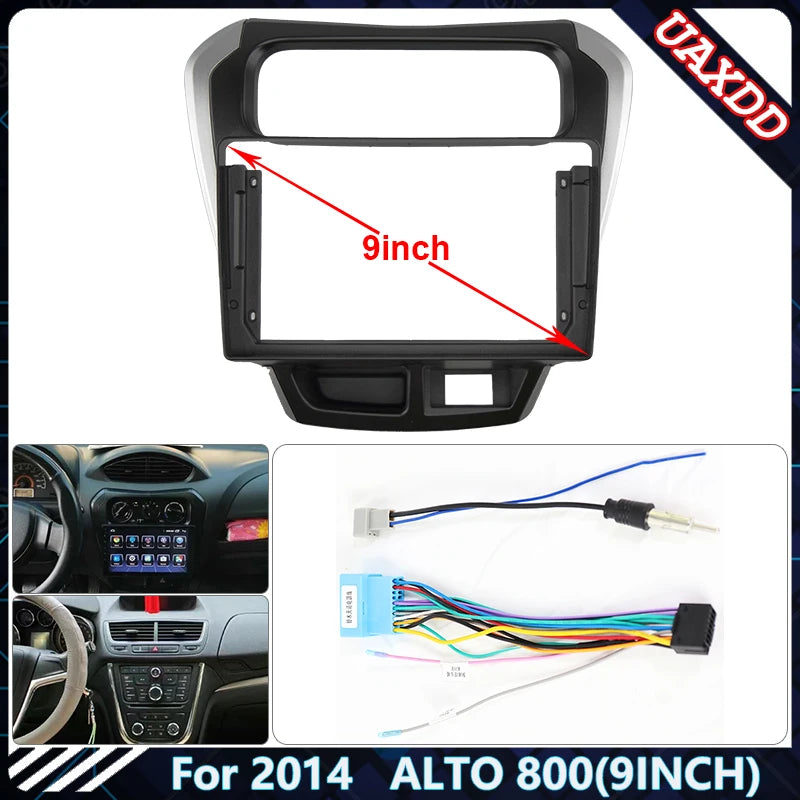 Car Radio Fascia Frame For SUZUKI 2014 ALTO 800 9 inch Stereo Panel Wire Harness Power Cab